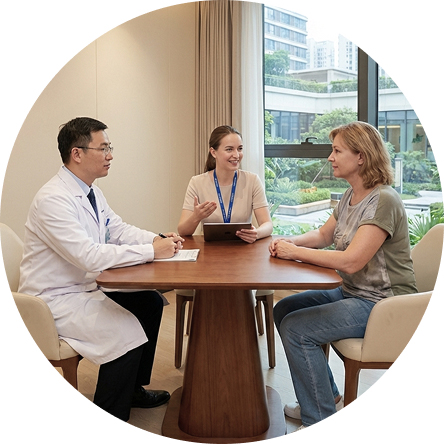 English coordinator accompanying the patient